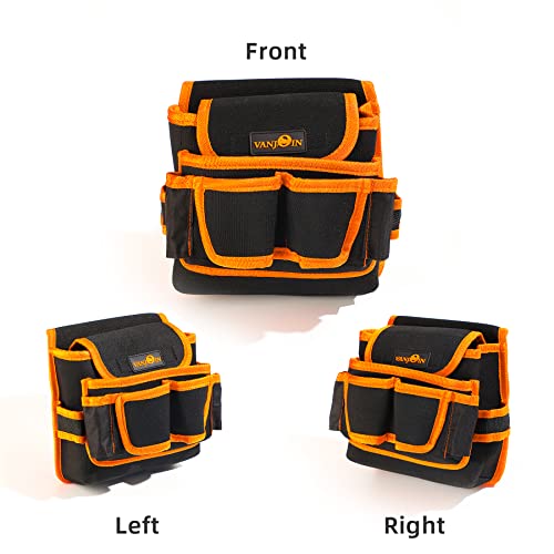 Vanjoin Tool Pouch Bag, Electrician Tool Pouch With 8 Pockets Adjustable Belt, Heavy Duty Tool Pouches Small Organizer Bag, Tool Pouch Belt For Electrician Skilled Workmen Carpenter (Black-Two-Piece) #TOP4