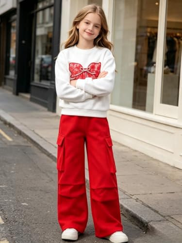 Image of Girls Clothes 2 Piece Hoodie Sweatshirt + Cargo Pants Fall Winter Outfits for Teen Tween Girls 7-14 Years