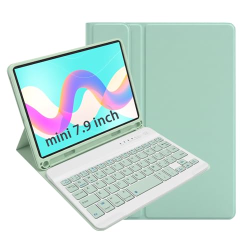 leleyo Funda Teclado para iPad Mini 1/2/3/4/5 de 7,9 Pulgadas Slim Cover con Teclado inalámbrico magnético extraíble QWERTY para Mini 5/4/3/2/1,Verde Claro