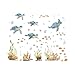 Sea Turtles Wall Stickers Under The Sea Coral Seaweed Wall Decals Bedroom Bathroom Baby Nursery Daycare-Themed Party Decorations Fish Tank Wall Decor