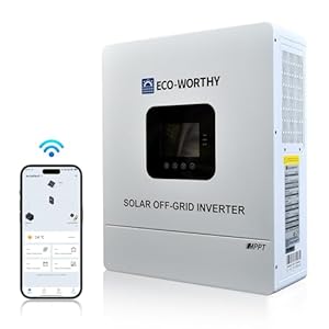 ECO-WORTHY 48V 5000W Hybrid Wechselrichter 48V 5kW Reiner Sinus+ MPPT 100A Solarladeregler DC to 220V/230V AC Solar Wechselrichter für Wohnmobil Haushalt komplett Solaranlage