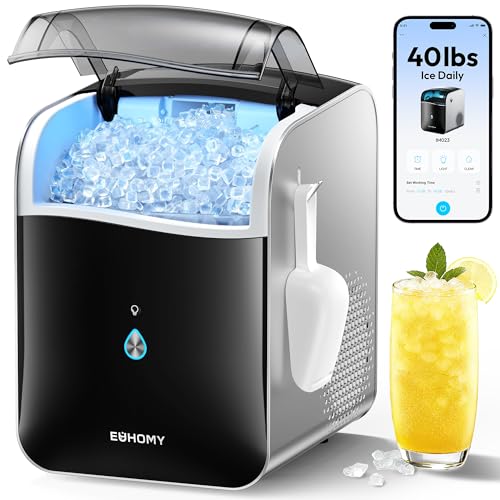 EUHOMY Smart Nugget Ice Maker Countertop, Pebble Ice Maker Machine with APP Control, 40lbs/24H,...