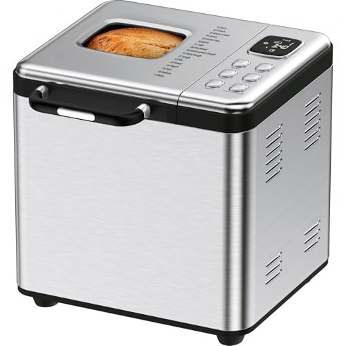 Image of OSIPOTO Bread Maker, 2LB Stainless Steel Bread Machine, 17-in-1 Automatic Settings, Non-Stick Pan, Beginner-Friendly Controls, Easy to Clean, Low Noise, High Success Rate for Homemade Bread