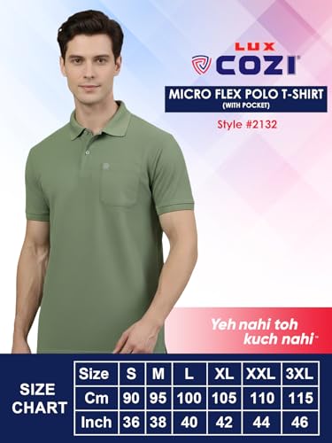Image of Lux Cozi Men's Cotton Blend Polo T-Shirt with Chest Pocket | Collar T-Shirts for Men | Half Sleeves | Plain - Regular Fit (Pack of 2)