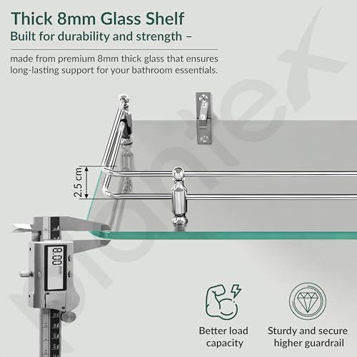 Image of Plantex Glass Setup Box Stand Wall Mounted /Glass Shelf /Wall Shelf Rack /Wall Mount Holder with Wall Brackets (12 X 9 Inch)