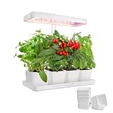 GrowLED Indoor Garden Grow Light Kit, 3.5 Inch Plastic Planters with Drainage, 4 Square Gardening Po