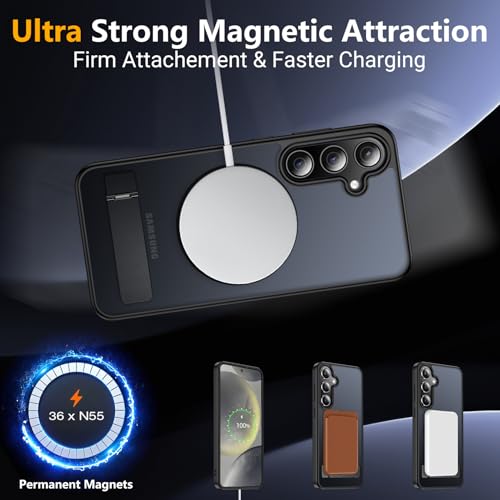 Image of SPIDERCASE Magnetic for Samsung Galaxy S24 Plus Case, [3 Stand Ways][ Military Grade Drop Protection] with Invisible Stand Shockproof Slim Case for Samsung Galaxy S24 Plus, Black