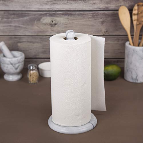 Creative Home Natural Marble Paper Towel Holder Deluxe Towel Dispenser For Kitchen, Countertop, Cabinet & Bathrooms, Heavy Duty, Solid Standup, Non Steel & Non Plastic, Off-White (Patterns May Vary) #TOP3