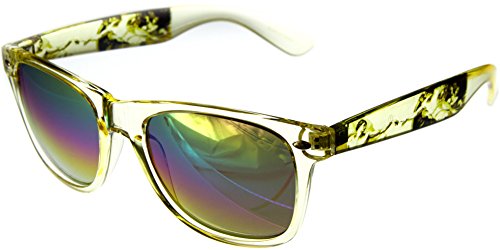 Love Wins Unisex Rainbow Mirror Lens Sunglasses with Michaelangelo Print