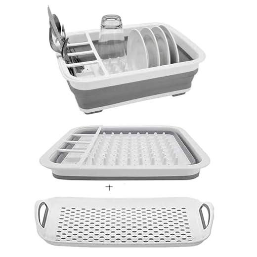 Dish drying rack Collapsible Dish Rack and Drainboard Set Foldable Portable Dish Drainer Dinnerware Organizer Rack Folding Tableware Storage Rack Cutlery Rack for Kitchen Counter RV Camper Accessories