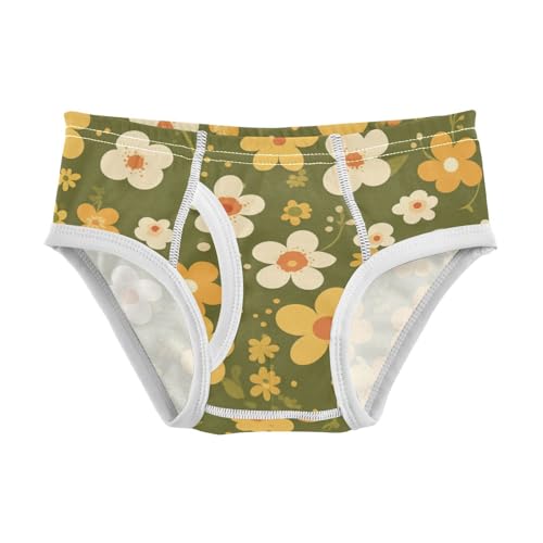 Retro Green Floral Baby Boys Cotton Kids Underwear Cute Undies