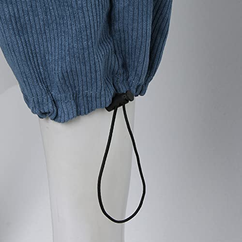 Mens Large Size Loose Corduroy Casual Wide Leg Pant Harlan Trousers Casual Pants Men Blue #TOP2