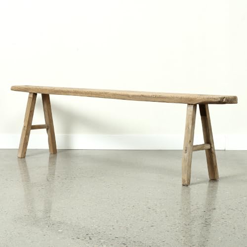 Image of Artissance Vintage Reclaimed Wooden Noodle Bench, 6-7 ft Long, Handcrafted Rustic Solid Wood Bench, Perfect for Both Indoor and Outdoor, Bedroom, Patio, Entryways