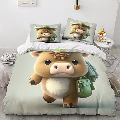 Linge de lit vache en microfibre premium 3 pièces avec finitions soignées - 4