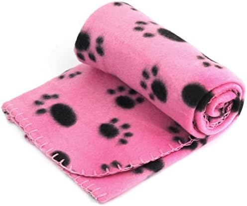 Yonisun Pet Dog Cat Puppy Kitten Soft Blanket Doggy Warm Bed Mat Paw Print Cushion (Pink)