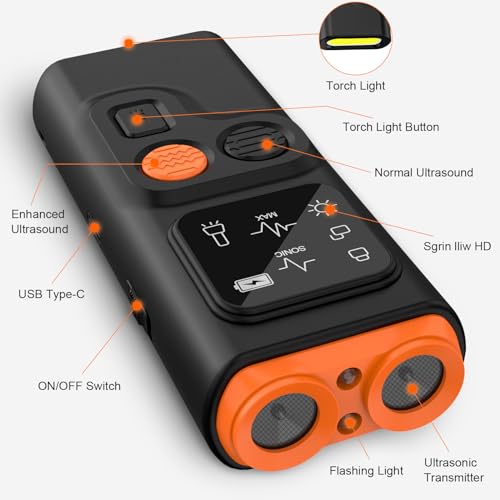 Antibell für Hunde, Ultraschall Anti Bell Gerät Hunde, Hunde bell-Abschreckungsgerät, Handheld Anti Bellen Gerät Antibell für Hunde, Hundetrainings Geräte Verhaltenshilfen Draußen Zuhause (Schwarz A)