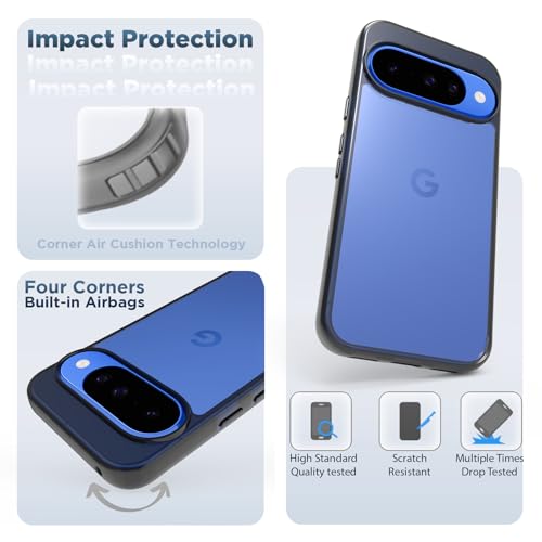 Image of RIGGEAR Shockproof Clear Hybrid Armor Back Cover Case for Google Pixel 10 / Pixel 10 Pro (Clear-Black Bumper and Transparent PC)