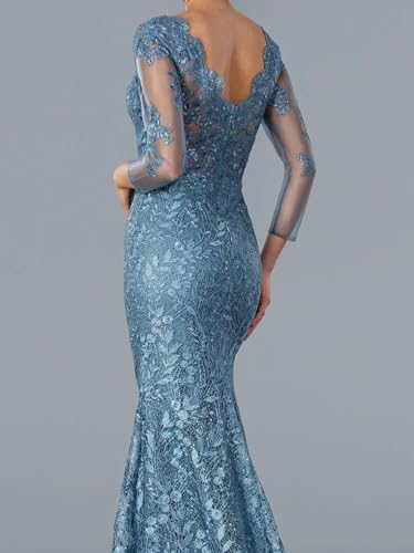 Mermaid/Trumpet Elegant Mother of The Bride Dress Evening Dress V Neck Court Train Party Prom Dress with Appliques4