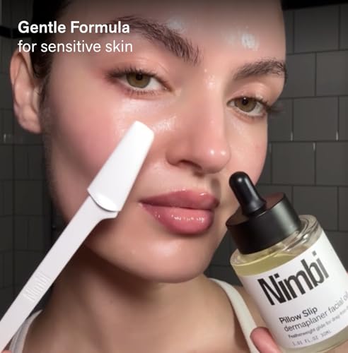 Nimbi Dermaplaning Facial Oil with Soothing Vitamin E & Bisabolol – Lightweight, Barrier-Supporting Oil for Women’s Face Shaving & Gua Sha – Non-Comedogenic, Tested for Sensitive Skin – 30ml/1oz