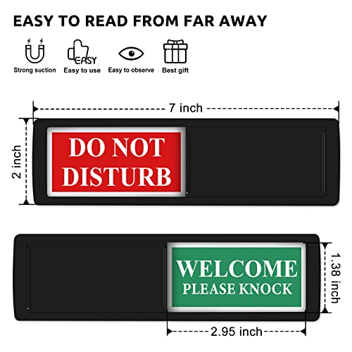 Privacy Sign - Do Not Disturb/Welcome Sign for Home Office Restroom Conference Hotel Hospital, Easy to Read Non-Scratch Magnetic Slider Door Indicator with Clear, Bold & Colored Text - Black