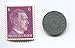 Rare Nazi Swastika 1 Reichspfennig German Coin World War Two WW2 with Purple Hitler Head Stamp MNH