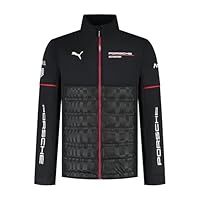 PUMA Porsche Motorsport Herren Team Hybridjacke mit gewebtem Oberteil und gepolstertem Unterteil für ultimativen Komfort - Schwarz - Größe: XL