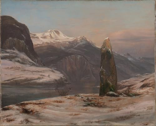 Toile Johan Christian Dahl L'hiver au Sognefjord | Tableau décoration salon affiche 60x90