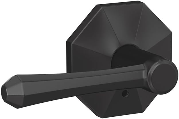 Schlage Custom FC21 DMP 622 KIN Dempsey Lever with Kinsler Trim Hall-Closet and Bed-Bath Lock, Matte Black