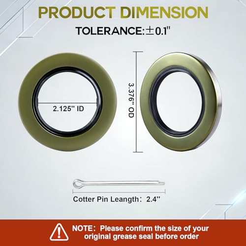Image of 10Pack 2.125 inch ID x 3.376 inch OD Double Lip Grease Seal with 10 Cotter Pins for 5200-7000lb Trailer Axles Wheel Hub Assemblies, Replace for 10-10 21333TB #42 Spindles Dexter DL-2125-03 Bearing Grease Seal