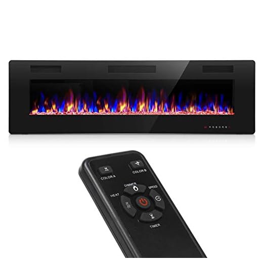 Homevibes 60" Recessed Electric Fireplace Insert and Wall Mounted Electric Fireplace Heater 3.86" Ultra Thin with Remote Control and Touch Screen 750W/1500W (Low Noise)