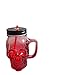 Tazza da birra in vetro con teschi colorati con grande capicità, tazza con manici in vetro, edizione limitata, Vetro, Rosso