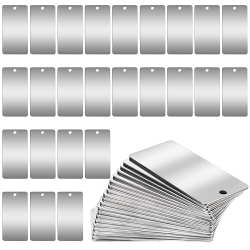 Metal Engraving Blanks Stainless Steel Tags Rectangle Blank Tags Metal Stamping Blanks Metal Tags 1 Inch x 2 Inch 25 Pack