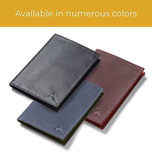 Image of Allett Original Wallet, Merlot | Leather, Slim, Minimalist | RFID Blocking, Ultra Thin Bifold, Front Pocket | Holds 4-24+ Cards, Bills, Receipts | Wallets for Men & Women