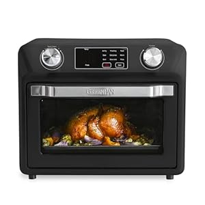 GreenPan Bistro Matte Black 9-in-1 Air Fry Oven, Nonstick Baking Pan, Stainless Steel Rack, and Basket, Fast Heating, Multifunction Presets, Cool-Touch Handle, PFAS-Free, Easy Cleanup Crumb Tray