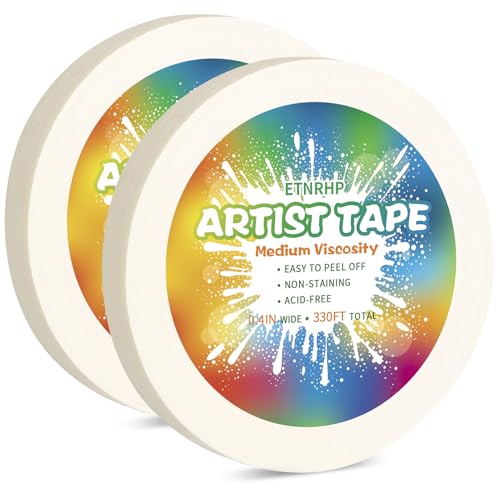 ETNRHP White Art Masking Tape for Watercolor Paper Borders，0.4in 330ft