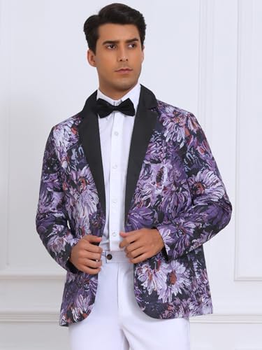 Lars Amadeus Floral Blazer for Men's Single Button Notch Lapel Prom Flower Print Suit Jacket2