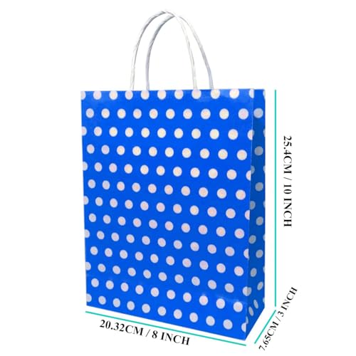 Image of Aakriti Paper Gift Bags with Handles Polka Dot Paper Party Favor Bags for Kid's Birthday Baby Shower Wedding Festivals Holiday Party (10 x8x3 Inch (Pack of 10), Gift Bags Polka Dot Blue)