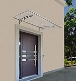 marquesina acero inox Defacto - Marquesina para puerta (120 x 80 cm, policarbonato, placa de cámara hueca de policarbonato, transparente, acero galvanizado, incluye material de montaje)