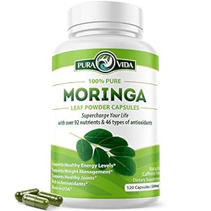 Moringa Capsules by Pura Vida Moringa | Organic Moringa Powder | Natural Anti-Inflammatory. Energy, Metabolism, & Immune…