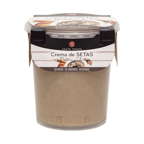 Santa Teresa Crema de Setas con Champiñón, Nameko, Ostra, Shiitake y Boletus, Natural, Sin Conservantes, Sin Gluten, Sin Lactosa, 400g