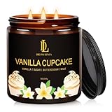 Vanilla Cupcake Scented Candle, 12oz 60 Hour Long Lasting Candles, Large 3 Wick Natural Soy Candles for Home Scented, Candle Gifts for Women Men