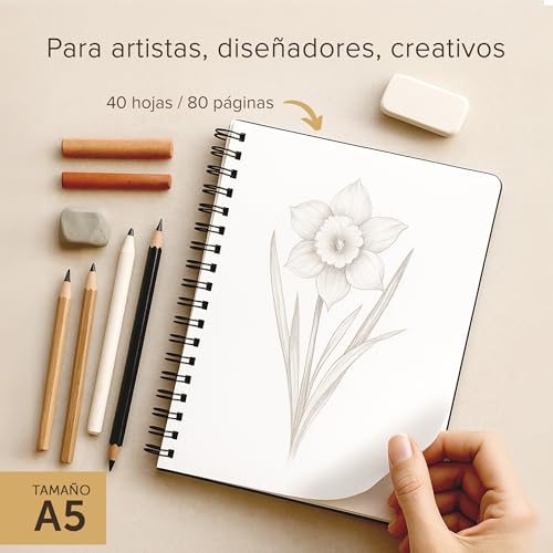 Miniatura 4 de Cuaderno De Bocetos De Artista A5 - Tapa Dura, Papel Muy Grueso De 200 Gm2 - Encuadernado En Espiral Para Niños, Profesionales, Dibujar Y Hacer Bocetos - 14.5 Cm X 21.5 Cm, 40 Hojas, 80 Páginas