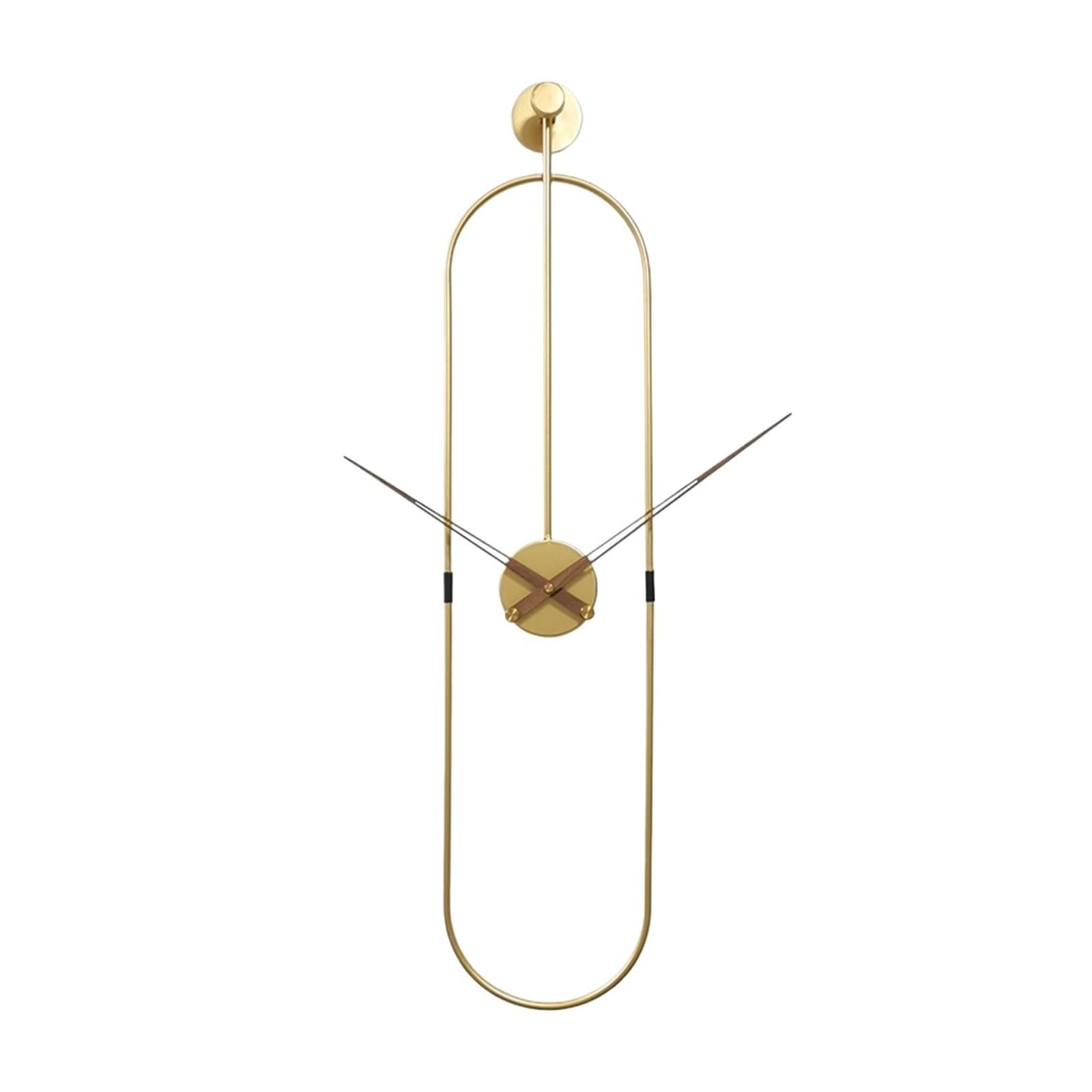 Horloge murale ovale en métal doré style art moderne chic