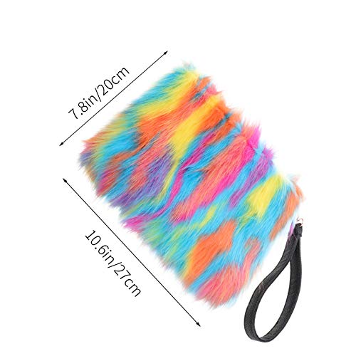 KESYOO Bolsa Feminina de Inverno Fuzzy Com Corrente Em Pele Sintética Macia Grande Balde Grande Bols