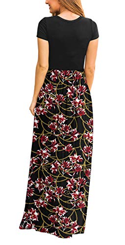 Image of DEARCASE Maxi Dress for Women Short Sleeve Casual Summer Loose Plain Comfy Long Dresses with Pockets