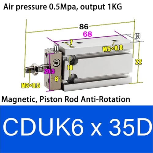 Vérin pneumatique CDUK6 anti-rotation pour micro-automatisme industriel - 3