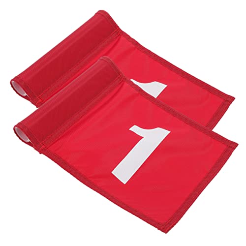 OSOLADY 2pcs Golf Flags Portable Practice Hole Flags Numbers Durable Nylon Material