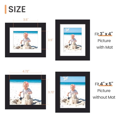 Image of upsimples 4x5 Picture Frame, Display Pictures 3x4 with Mat or 4x5 Without, Wall Hanging Photo Frame, Black, 1 Pack