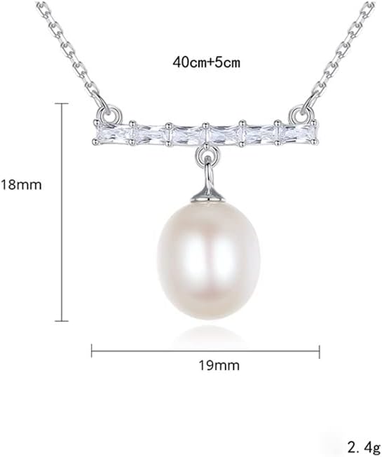 Pearl Necklace Genuine Freshwater Cultured 8-9mm Pearl Pendant Necklaces Sterling Silver for Women Fine Jewelry Gifts for Women Wife Girlfriend Mother