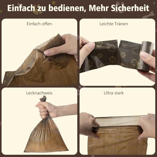 CCILAND 270 Stück Hundekotbeutel, 18 Rollen Kompostierbare Kotbeutel für Hunde mit Kaffeeduft, Robust und dick, auslaufsicher, Tragbar Hunde Kotbeutel Rollen